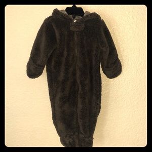 Brown Pram/Footie with Hoodie